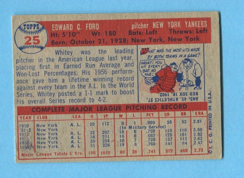 1957 Topps #25 Whitey Ford G *