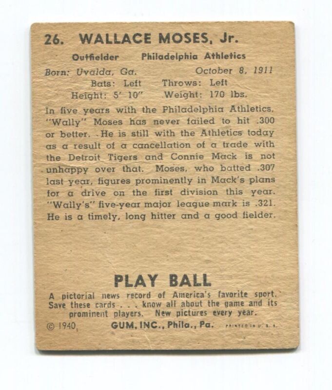 1940 Play Ball #26 Wally Moses G/VG 