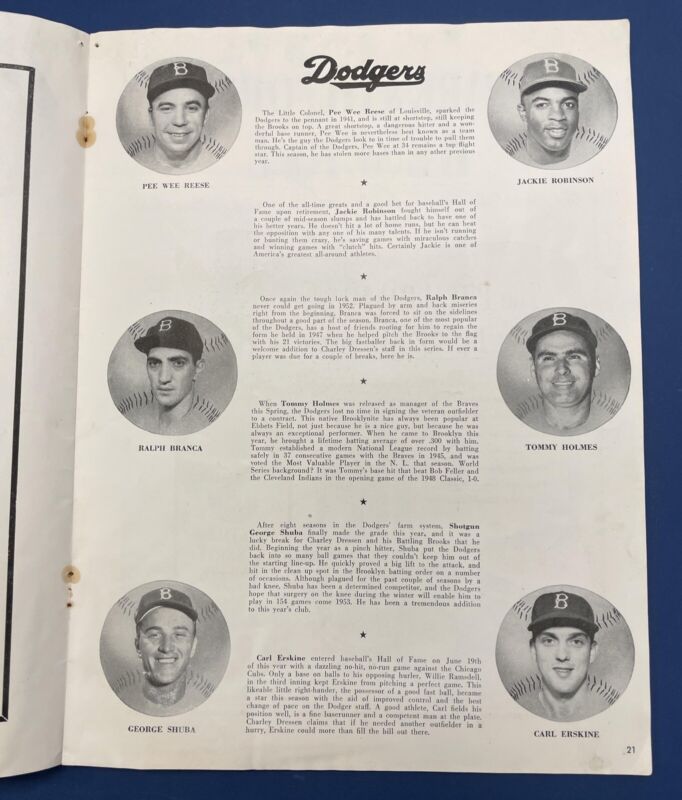 1952 World Series Program Brooklyn Dodgers at New York Yankees Unscored