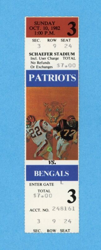 10/10/82 Cincinnati Bengals at New England Patriots Full Ticket