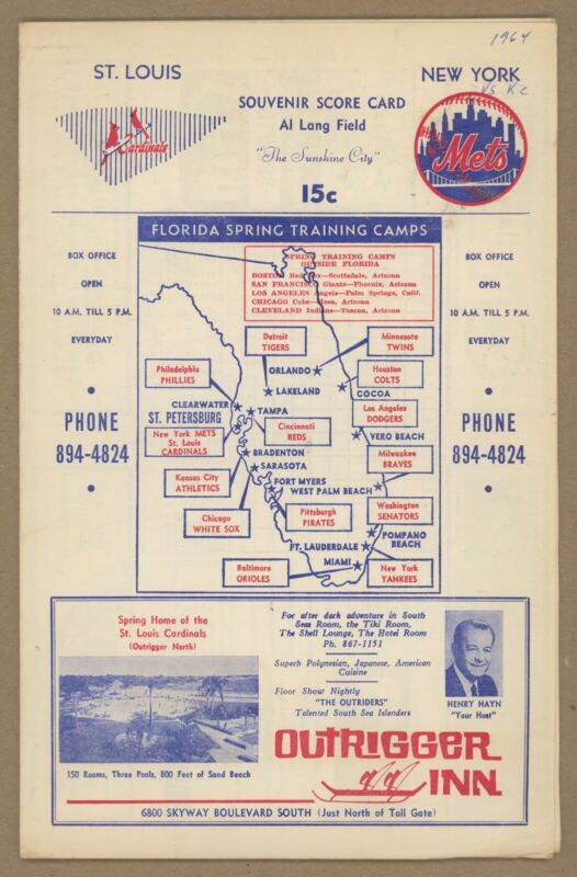 1964 NY Mets vs. Kansas City A’s Spring Training Program