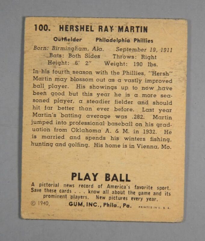 1940 Play Ball #100 Hersh Martin G/VG