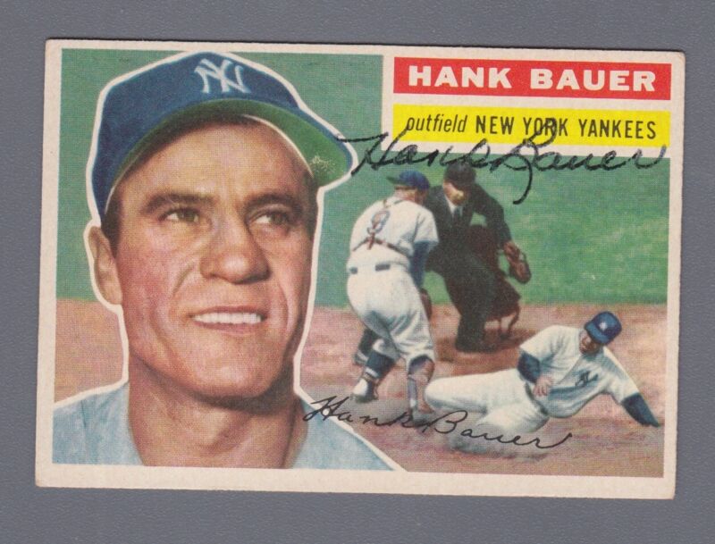 Hank Bauer Signed 1956 Topps #177 Auto with B&E Hologram