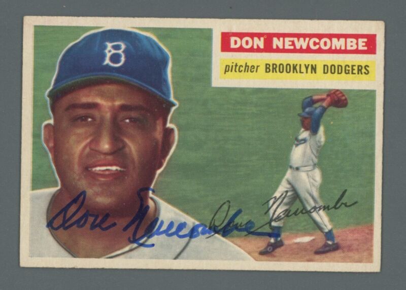 1956 Topps Don Newcombe Dodgers SIGNED MVP Year Baseball Card #235 w/ Hologram