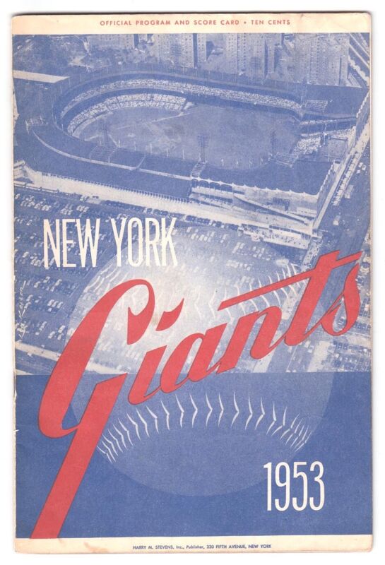 1953 NY Giants Baseball Program vs Cardinals w/ 12 Cardinals sigs Frisch Musial 