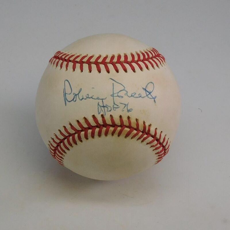 Robin Roberts HOF Signed Inscribed AL Bobby Brown Baseball with B&E Hologram