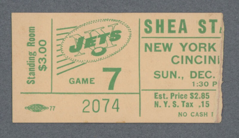 12/8/68 • Cincinnati Bengals vs New York Jets AFL Ticket Stub