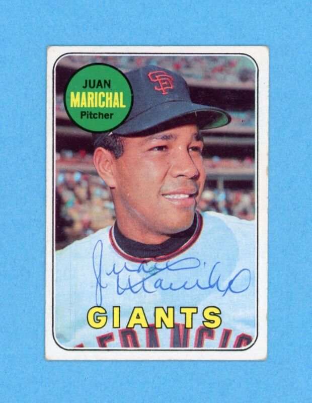 1969 Topps Juan Marichal Signed Card #370 Auto with B&E Hologram • EX no creases