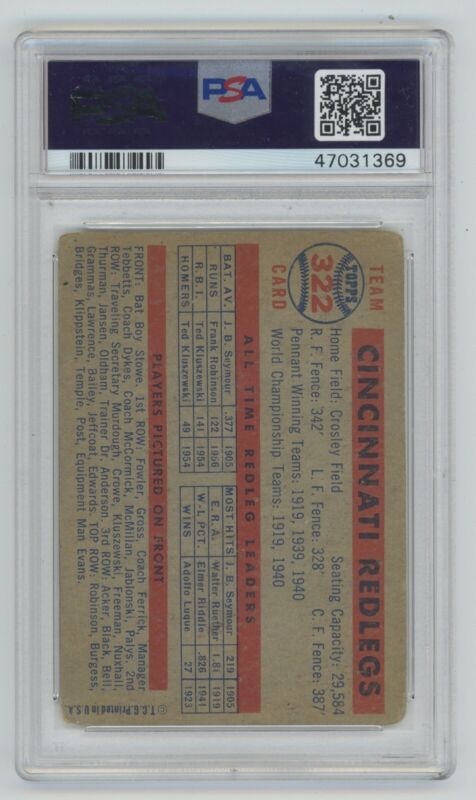 1957 Topps Redlegs Team PSA 1.5 FR Card #322