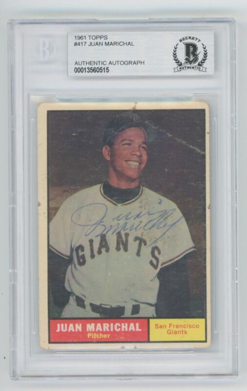 Juan Marichal Signed 1961 Topps Card #417 Beckett Slabbed +JSA