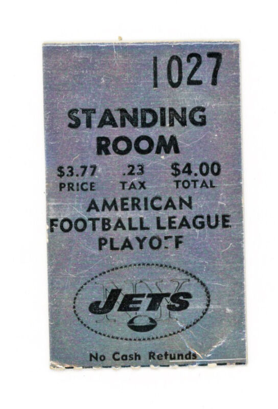 12/20/69 KC Chiefs vs NY Jets AFC Playoff Game • Chiefs Won • Ticket Stub