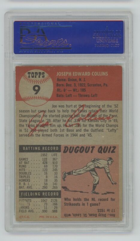 1953 Topps Joe Collins NY Yankees #9 • PSA 6 EX-MT •