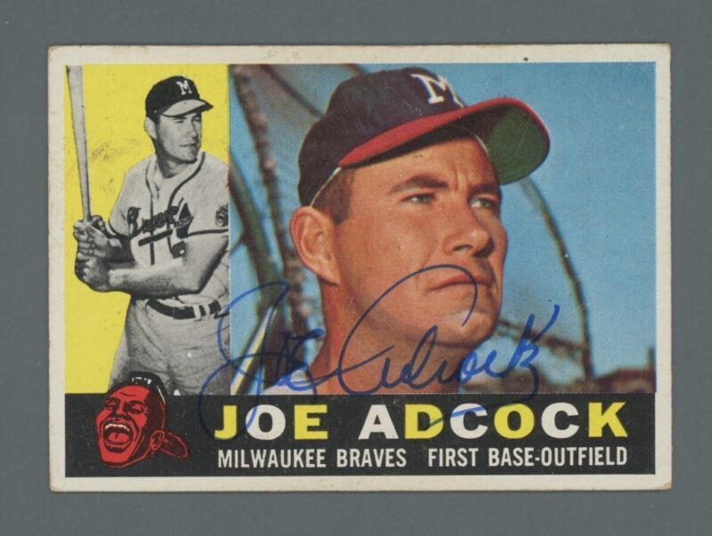 Joe Adcock Signed 1960 Topps Card #3 Auto w B&E Hologram*