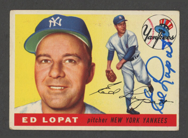 1955 Topps Ed Lopat Signed Card #109 Auto with B&E Hologram