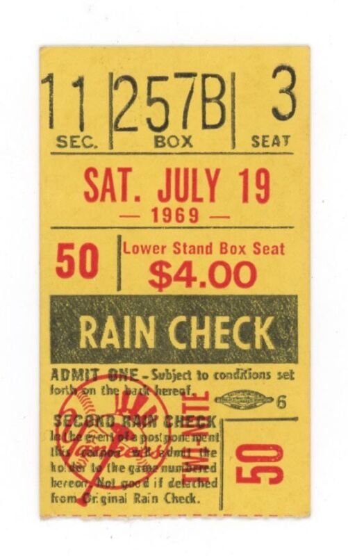 7/19/69 Washington Senators vs New York Yankees at Yankee Stadium Ticket Stub