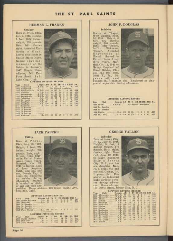 1947 Who's Who's in The American Association 64 Page Program 