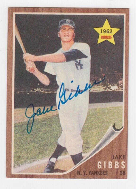 1962 Topps Jake Gibbs Signed Card #281 Auto with B&E Hologram