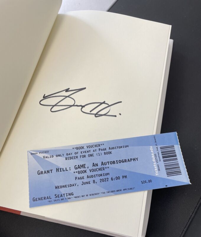 Grant Hill Signed Book “Game an Autobiography” Auto with B&E Hologram