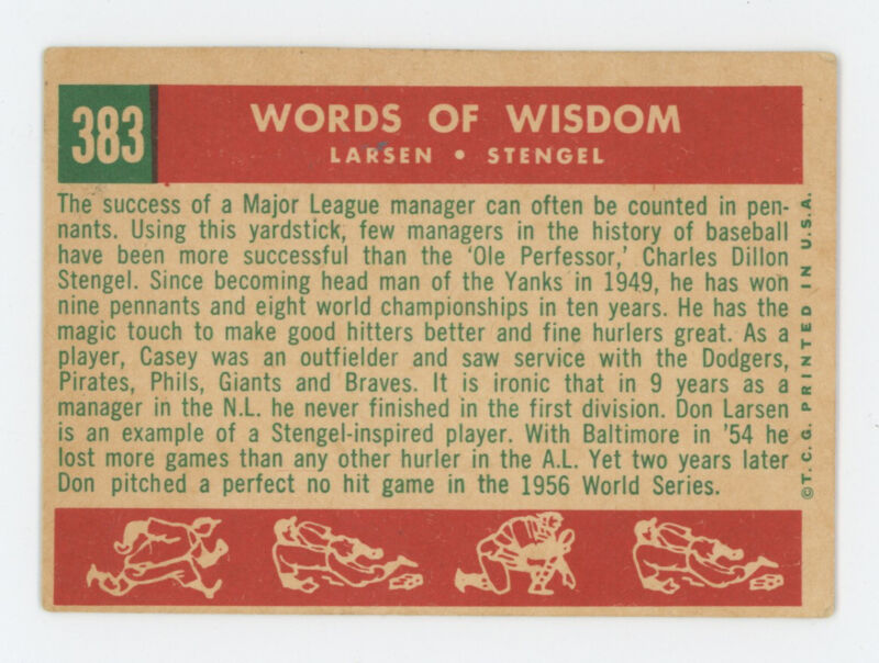 Don Larsen Signed 1959 Topps “Words of Wisdom” Card #383 Auto w B&E Hologram