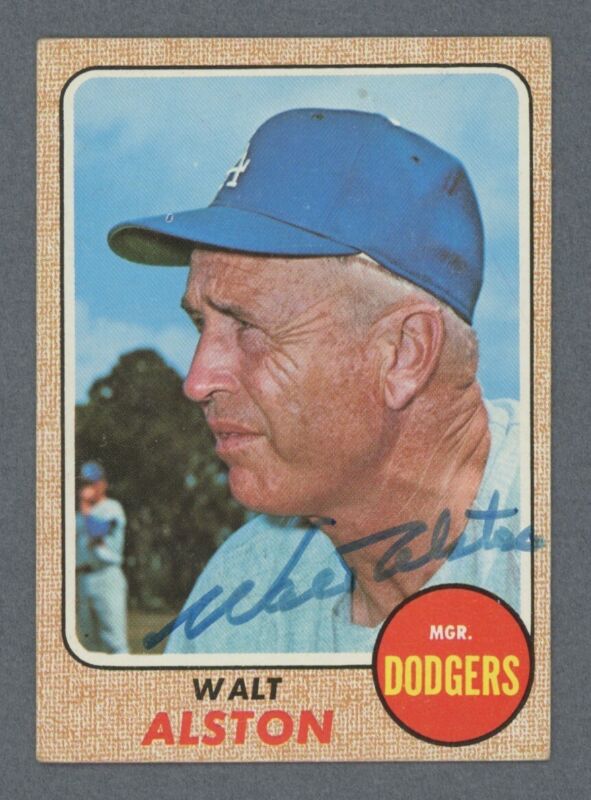 Walt Alston LA Dodgers Signed 1968 Topps Card #472 Auto with B&E Hologram