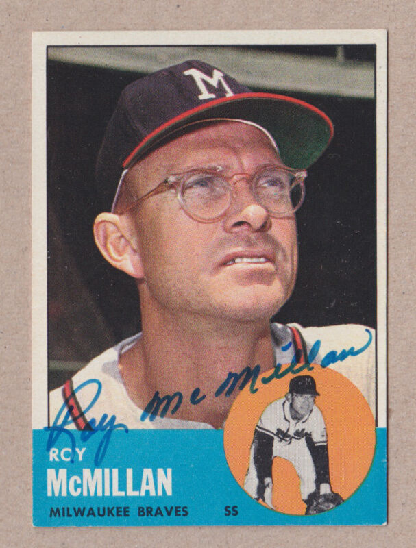  Roy McMillan Signed 1963 Topps Card Auto with B&E Hologram