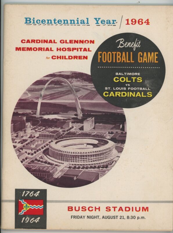 August 21, 1964 Benefit Busch Stadium Game Program Colts vs Cardinals Football