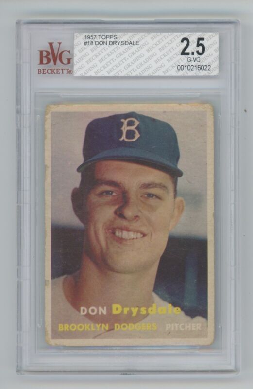 1957 Topps Don Drysdale Rookie BVG 2.5 G-VG Card #18