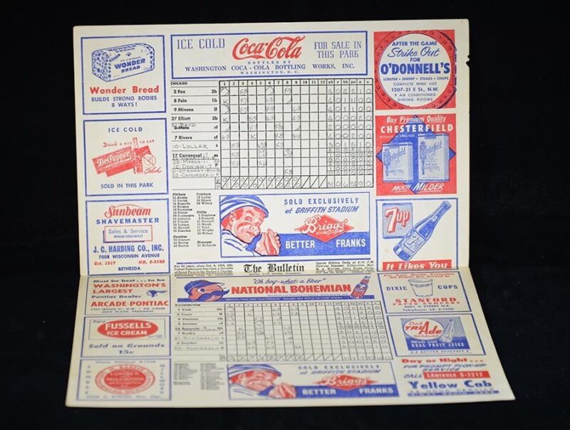 1953 Washington Senators Home Game Program vs. Chicago 8/2/53