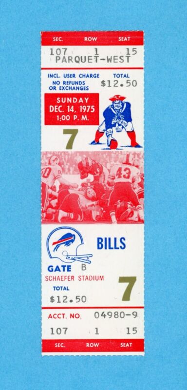 12/14/75 Buffalo Bills at New England Patriots Full Ticket