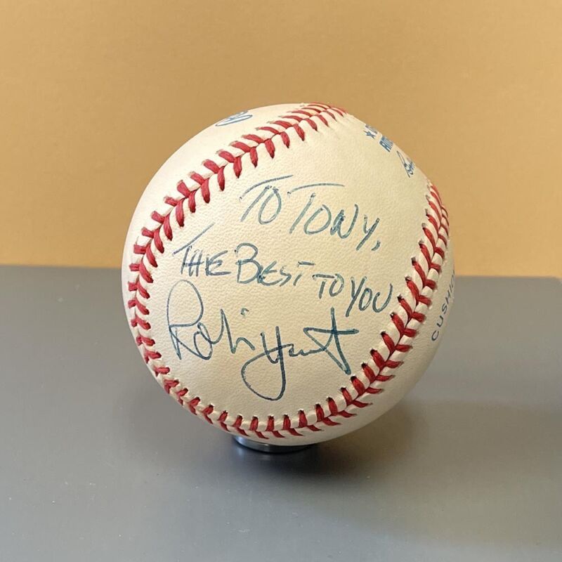 Robin Yount Signed “To Tony,...” OAL B Brown Baseball Auto w B&E Hologram