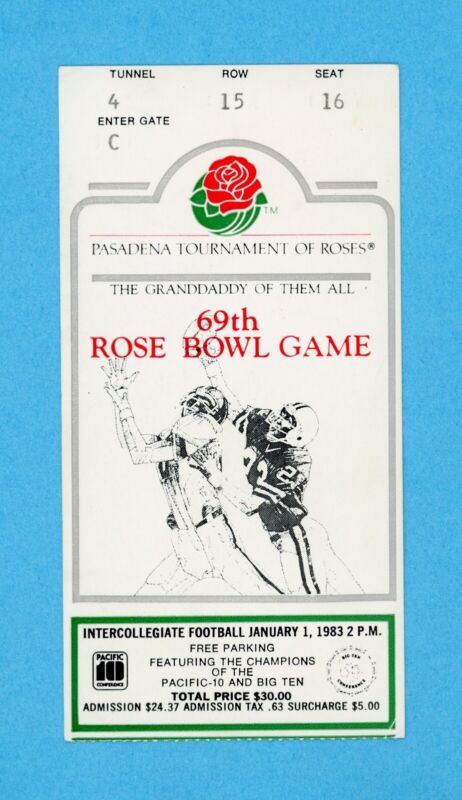 Jan 1, 1983 The 69th Rose Bowl Game UCLA vs Michigan Ticket Stub