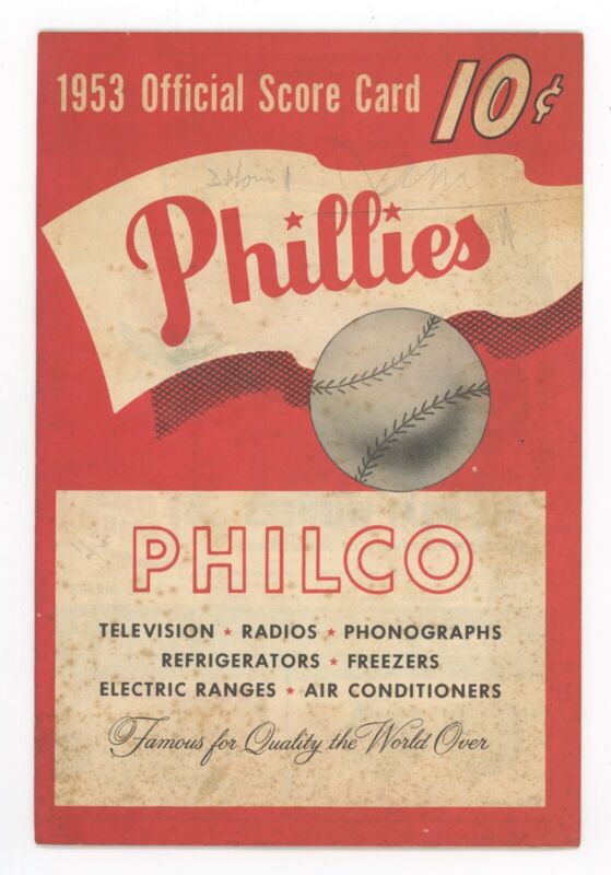 1953 Philadelphia Phillies vs. St. Louis Cardinals Program - scored rain shorten