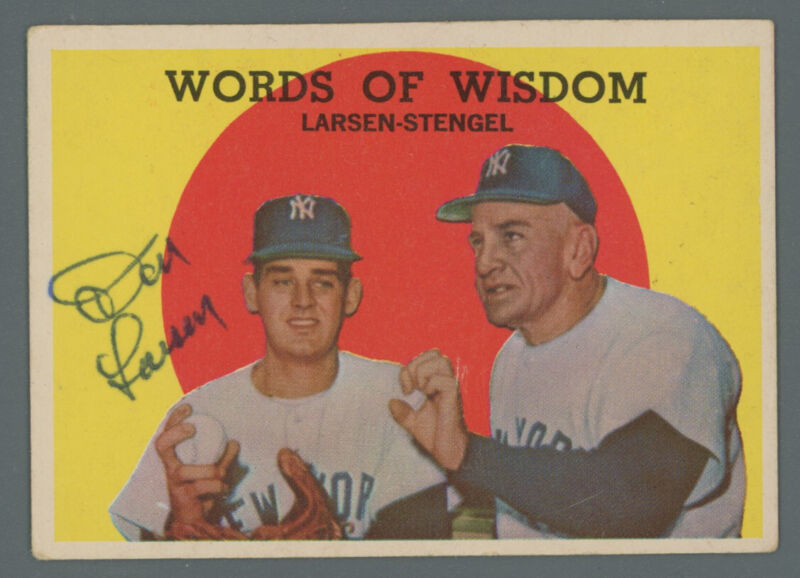 Don Larsen Signed 1959 Topps “Words of Wisdom” Card #383 Auto w B&E Hologram