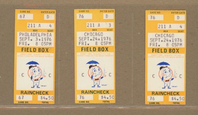 Lot of 21 New York Mets Shea Stadium Ticket Stubs 1972 thru 1976