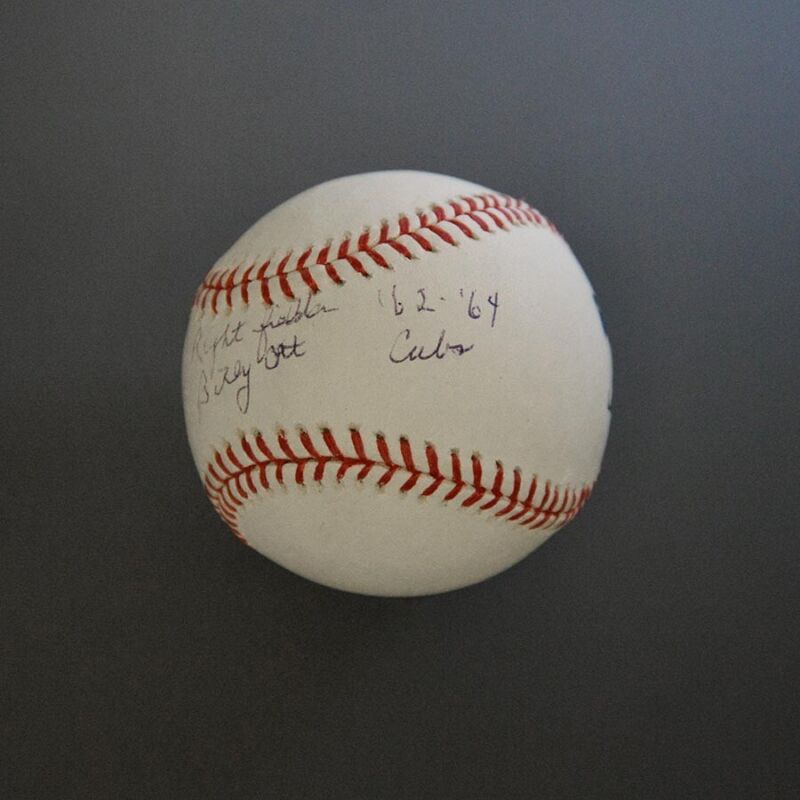 Billy Ott 62-64 Cubs Signed Inscribed MLB Selig Baseball Auto B&E Hologram