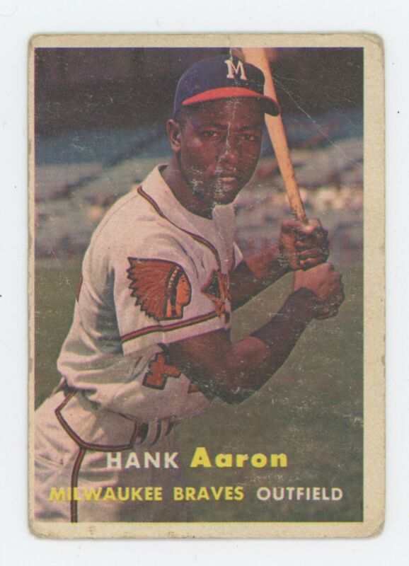 Hank Aaron 1957 Topps Card #20 - Low Grade Creasing o/c