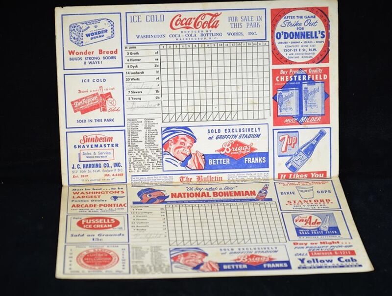 1953 Washington Senators Home Game Program vs. St.Louis