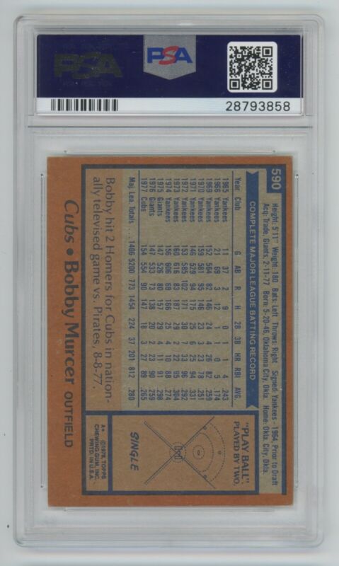 Bobby Murcer Signed 1978 Topps #590 Auto Card PSA/DNA Slabbed