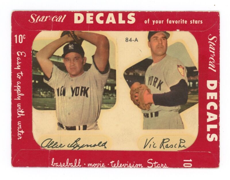 1952 StarCal Decals  84-A Allie Reynolds & Vic Raschi - Unopened Intact