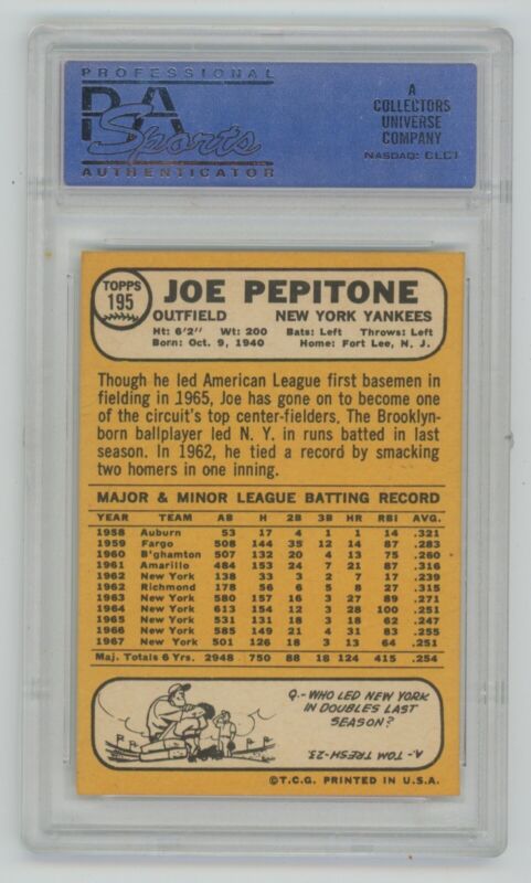 1968 Topps Joe Pepitone #195 • PSA 8 NM-MT