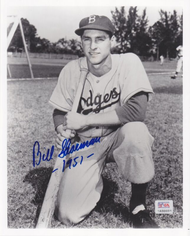 Bill Sharman Brooklyn Dodgers & NBA HOF Signed 8x10 Photo Auto with Early PSA