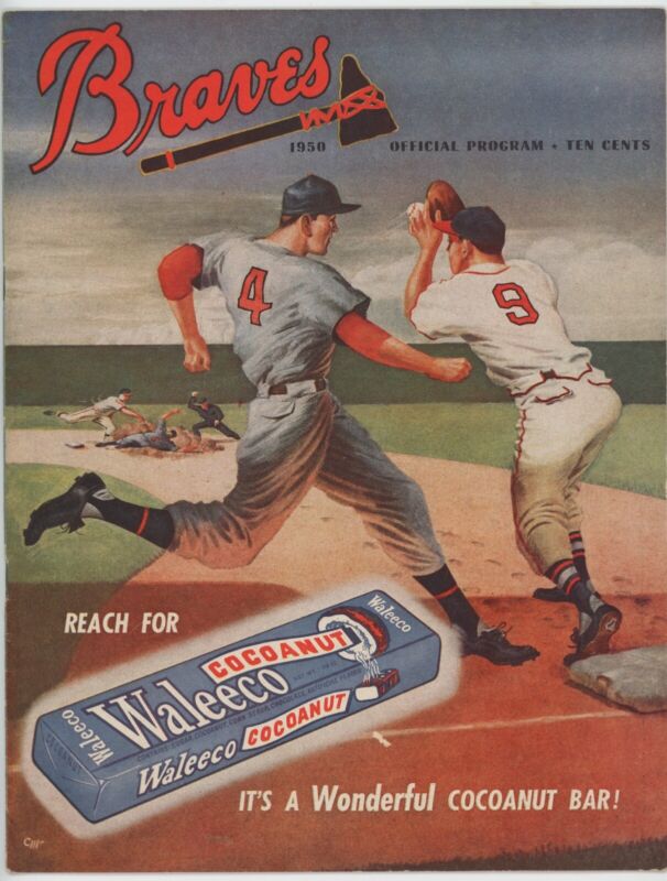 1950 Boston Braves Program vs Philadelphia Phillies Baseball Program • Unscored