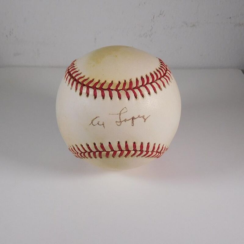 Al Lopez Signed Official NL Coleman Baseball with B&E Hologram - yellow spots