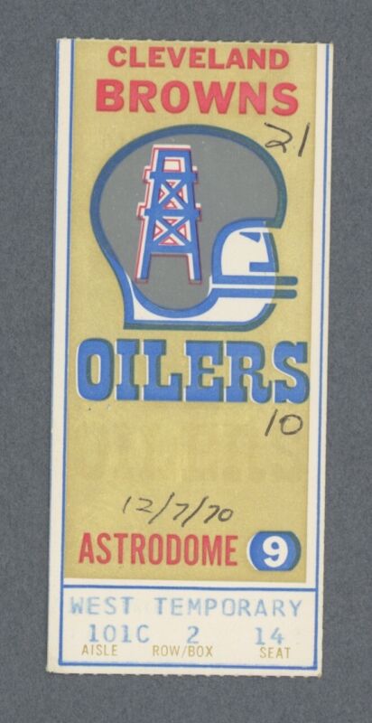 12/7/70 • Cleveland Browns vs Houston Oilers • NFL Ticket Stub