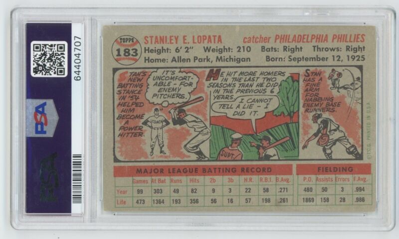 1956 Topps Stan Lopata #183 PSA 3 VG