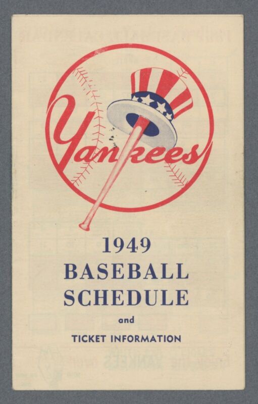 1949 New York Yankees Pocket Schedule 3.5"x5.5"