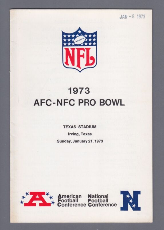 Jan. 21 1973 AFC vs. NFC Pro Bowl Media Guide at Texas Stadium