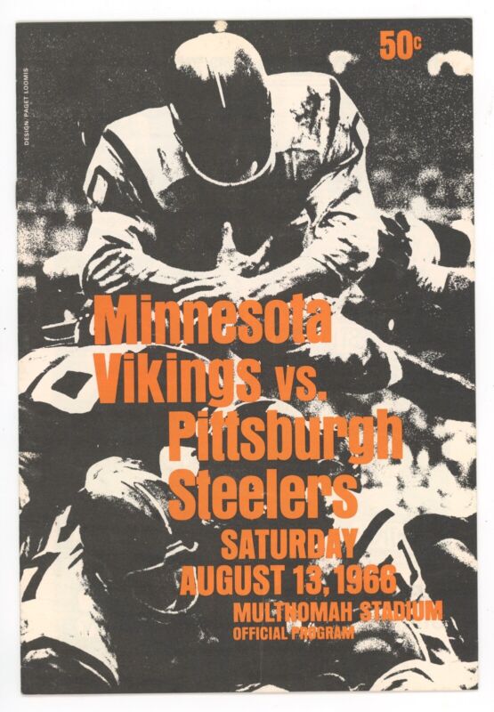 August 13, 1966 Minnesota Vikings vs Pittsburgh Steelers Multnomah  Game Program