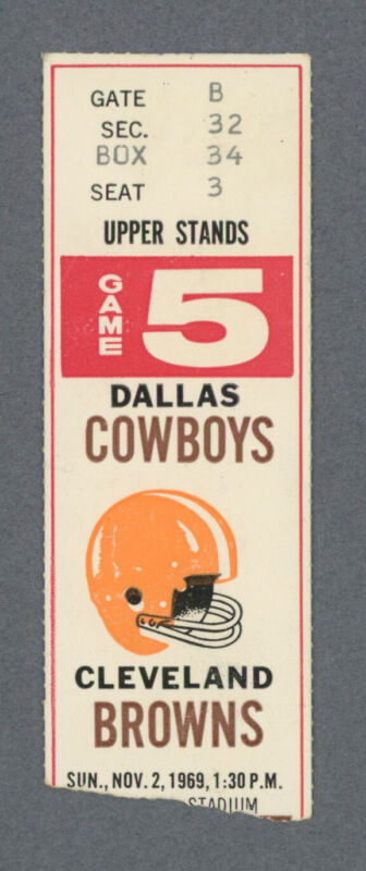 11/2/69 • Dallas Cowboys vs Cleveland Browns • NFL Ticket Stub