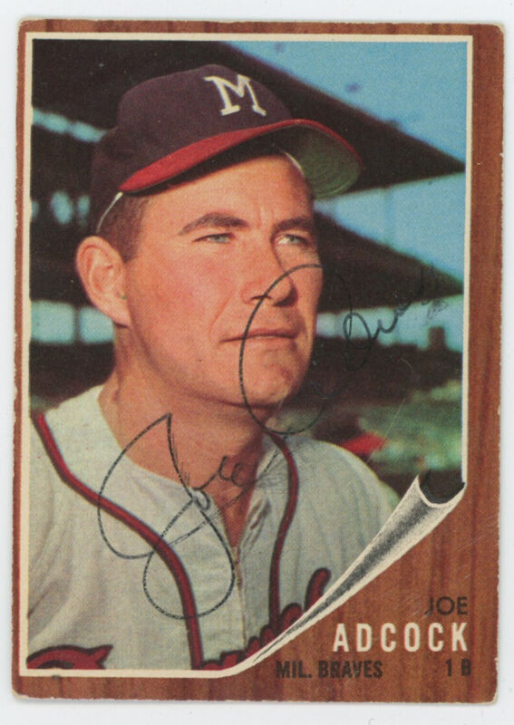 Joe Adcock Signed 1962 Topps Card #265 Auto w B&E Hologram*